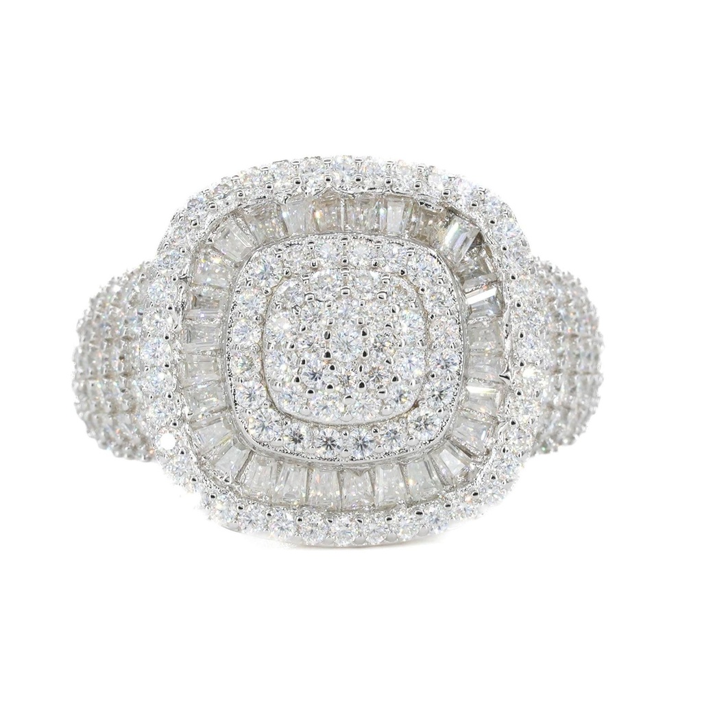 Round Cut Diamond Square Big Heavy Hip Hop Ring for Men