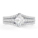 Princess Cut Lab Grown Diamond Engagement Ring / Split Shank Hidden Halo Ring / Unique Proposal Ring 