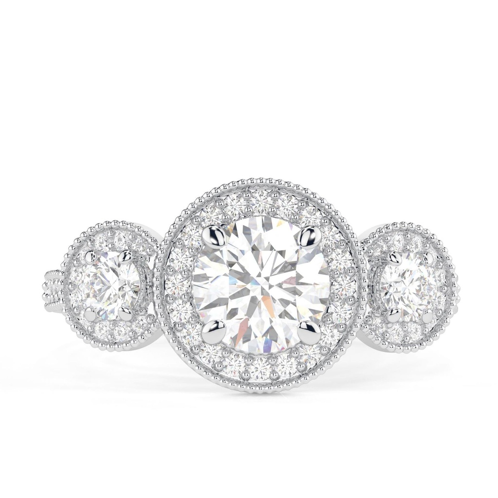 1 Round Halo Prong Setting Diamond Engagement Ring In Yellow Gold