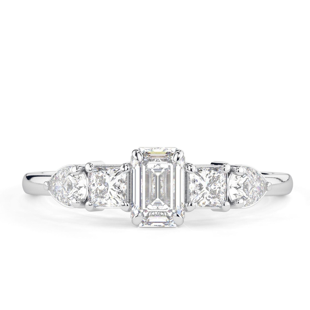 Emerald Cut Diamond 5 Stone Engagement Ring For Women