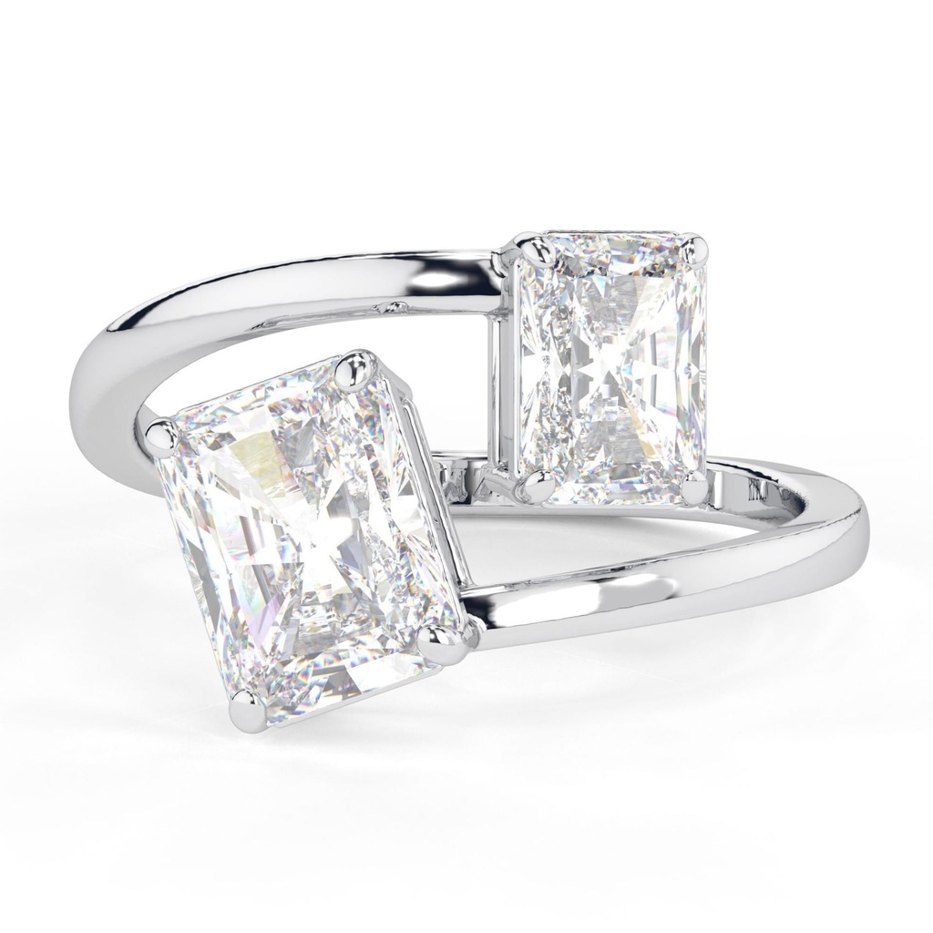 Radiant Cut Two Stone Lab Grown Diamond Wedding Ring IGI CERTIFIED
