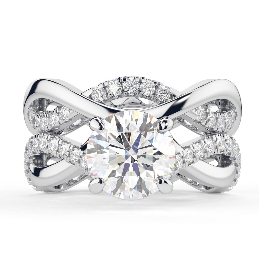  Wedding Ring Set Round Cut Engagement Ring With Matching Band 18k Gold Bridal Ring Set Huge Diamond Ring Set