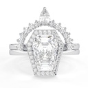  Coffin Cut Solitaire Engagement Ring Coffin  Bridal Set Ring 14K Gold Art Deco Wedding Set For Bridal Engagement Ring Sets