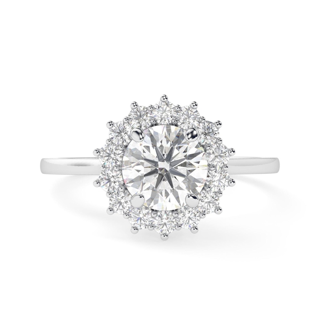  Round Cut Diamond Halo Engagement Ring for Women