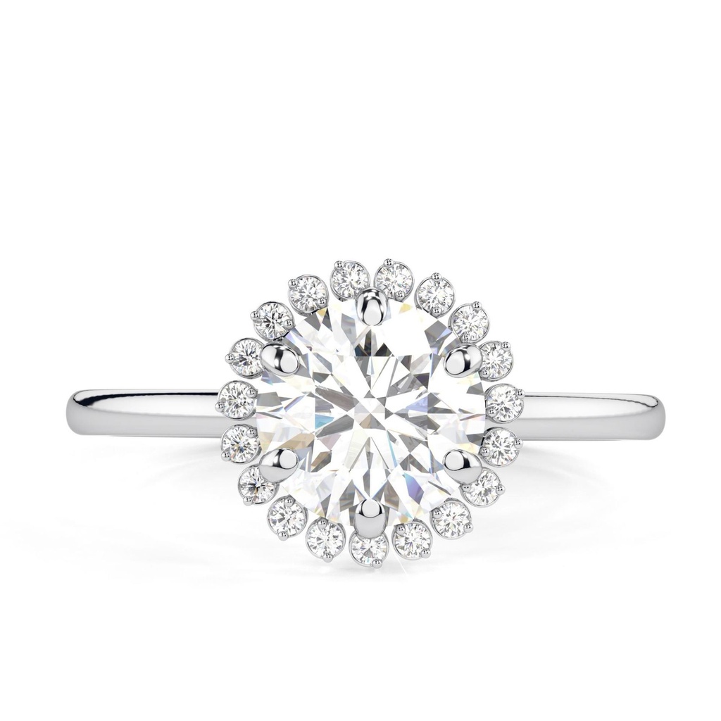 Round Cut Diamond Halo Engagement Ring for Women