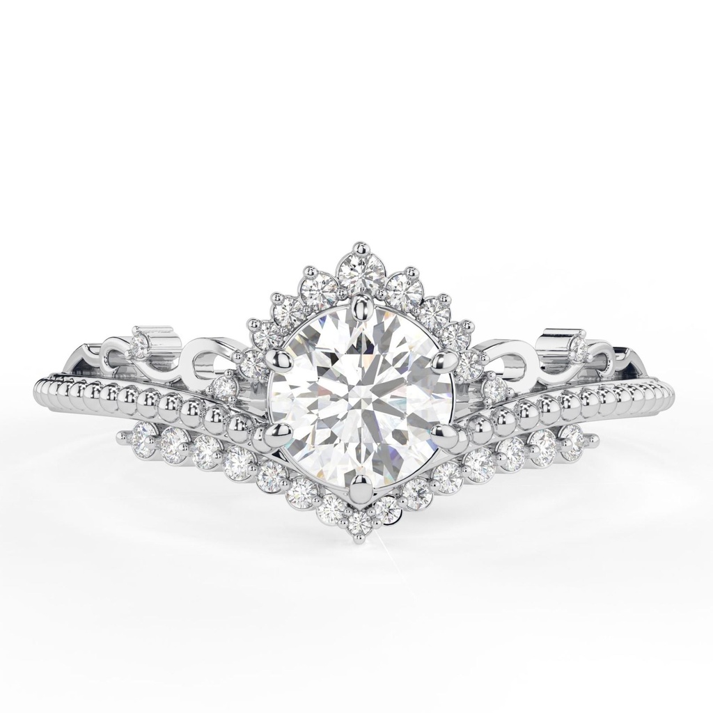 Round Cut Diamond Unique Engagement Ring for Women