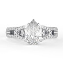 Pear Cut Diamond Hidden Halo Heavy Unique Engagement Ring for Women