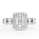 Emerald Cut Diamond Halo With Accents Engagement Ring for Women