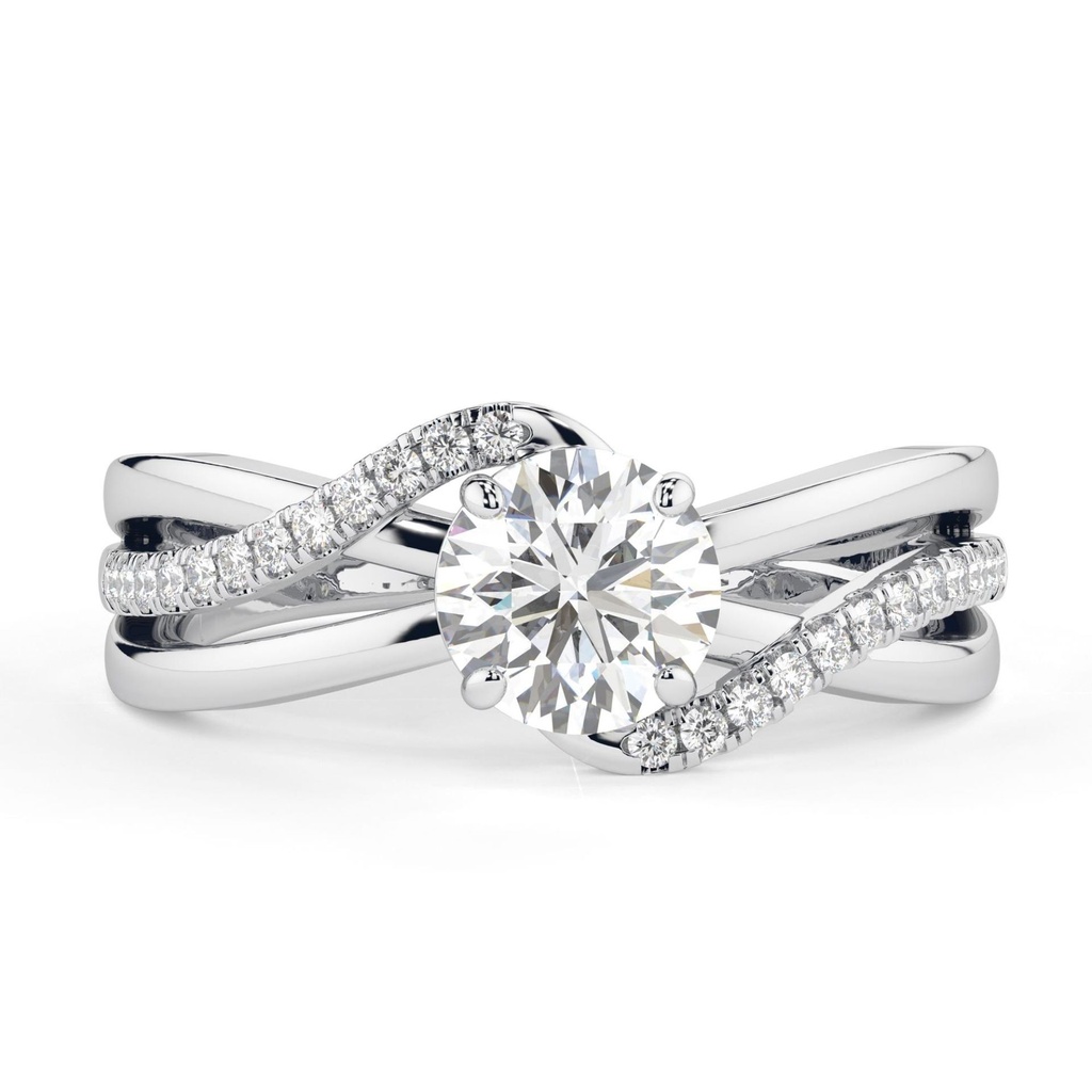 Round Cut Diamond Twisted Anniversary Ring for Women