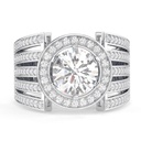 Round Cut Diamond Halo Unique Style Heavy Engagement Ring for Women