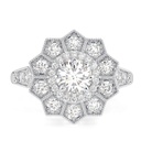 Round Cut Diamond Halo Floral Style Engagement Ring For Women