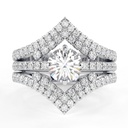 Round Cut Diamond Hidden Halo Heavy Unique Style Trio Set Ring for Women