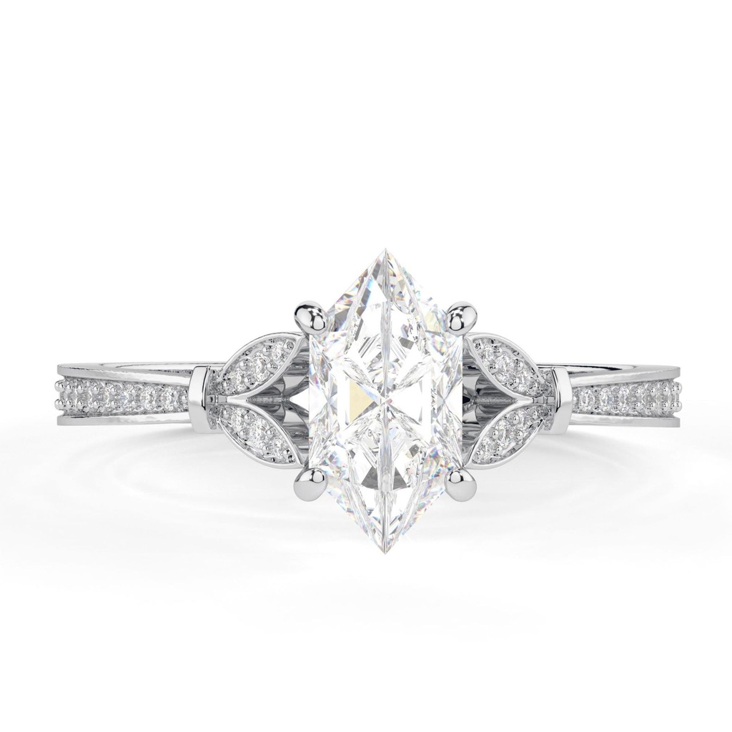 Dutch Marquise Cut Diamond Unique Solitaire With Accents Engagement Ring for Women