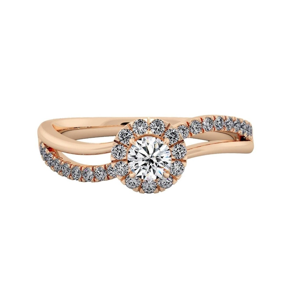 Round Cut Diamond Halo Unique Style Engagement Ring for Women