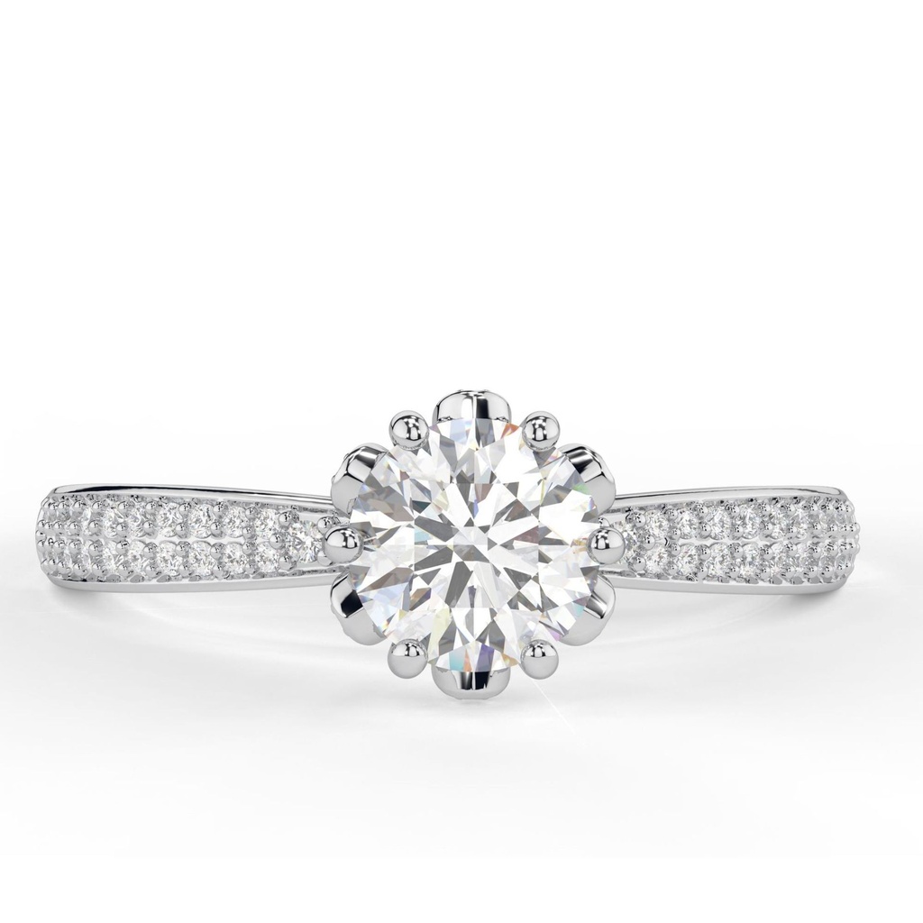 Round Cut Diamond Unique Solitaire With Accents Engagement Ring for Women
