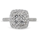 Round Cut Diamond Cushion Shape Halo With Accents Engagement Ring for Women