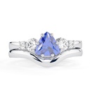 Royal Blue Trillion Cut Diamond 5 Stone Bridal Set Ring for Women