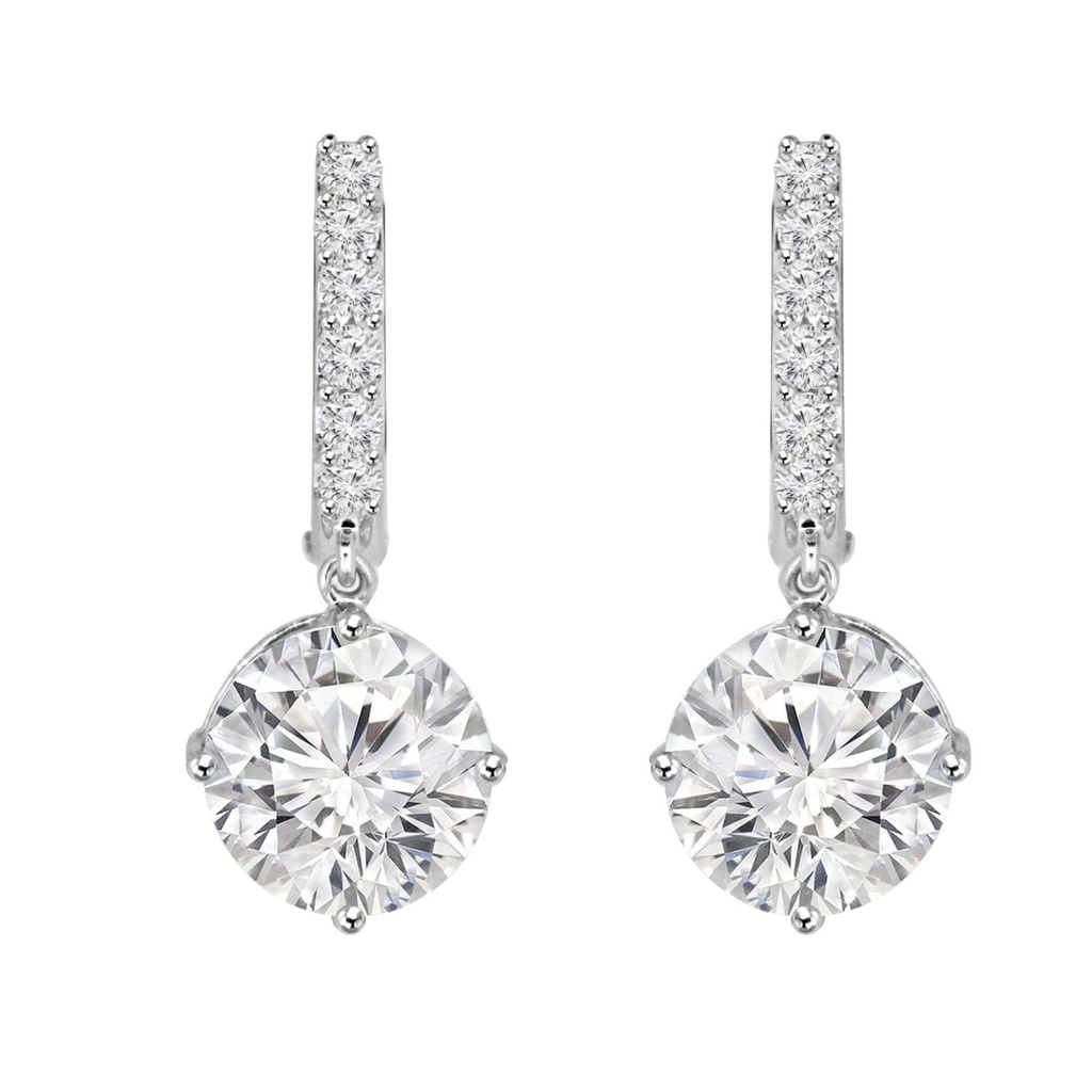 Round Cut Diamond Drop Dangle Hoop Earrings For Women