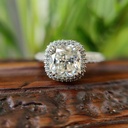 Antique Cushion Moissanite Engagement Ring, Unique Moissanite Halo Bridal Wedding Ring, Women Anniversary / Promise Ring, Gifts