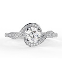  Round Cut Diamond Twisted Hidden Halo Engagement Ring for Women