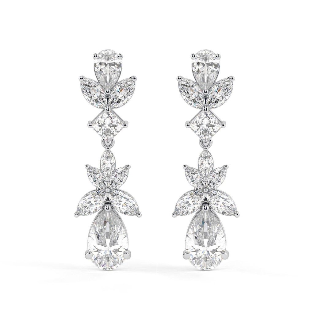 Pear Cut Diamond Unique Style Big Drop Dangle Earrings For Women 