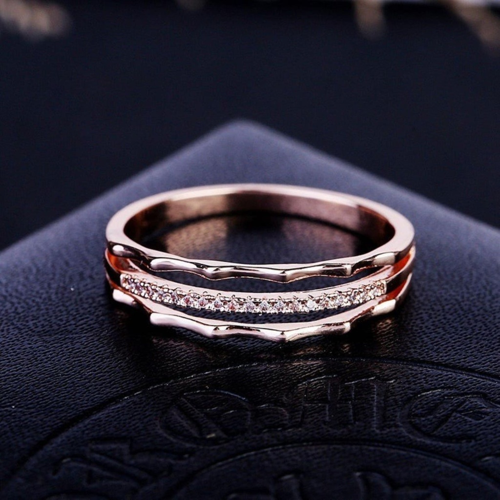 Round Cut Diamond 3 Row Unique Half Eternity Wedding Band For Women