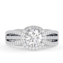 Round Cut Diamond Halo Split Shank Vintage Unique Heavy Anniversary Ring for Women