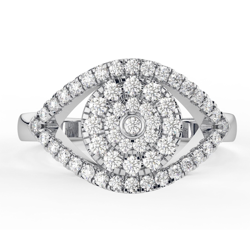 Round Cut Diamond Eye Shape Unique Engagement Ring for Women