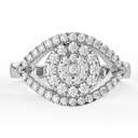 Round Cut Diamond Eye Shape Unique Engagement Ring for Women