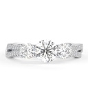 Three Stone Engagement Ring, Round Cut Twisted Wedding Ring for Women