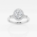 Oval Cut Diamond 3 Stone Halo Engagement Ring for Women
