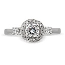Round Cut Diamond 3 Stone Halo Engagement Ring For Women