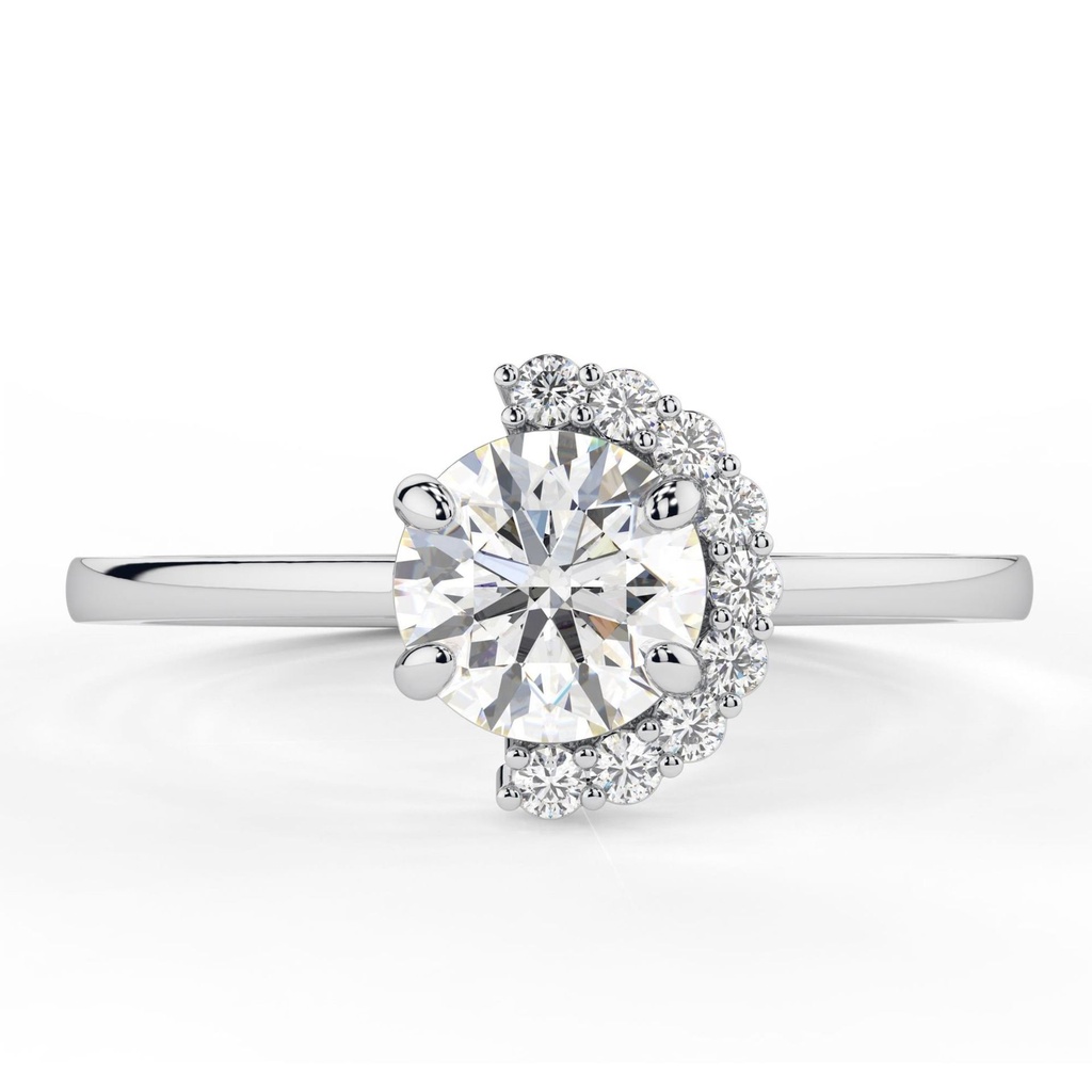 1.50CT Round Cut Diamond Half Halo Engagement Ring For Women