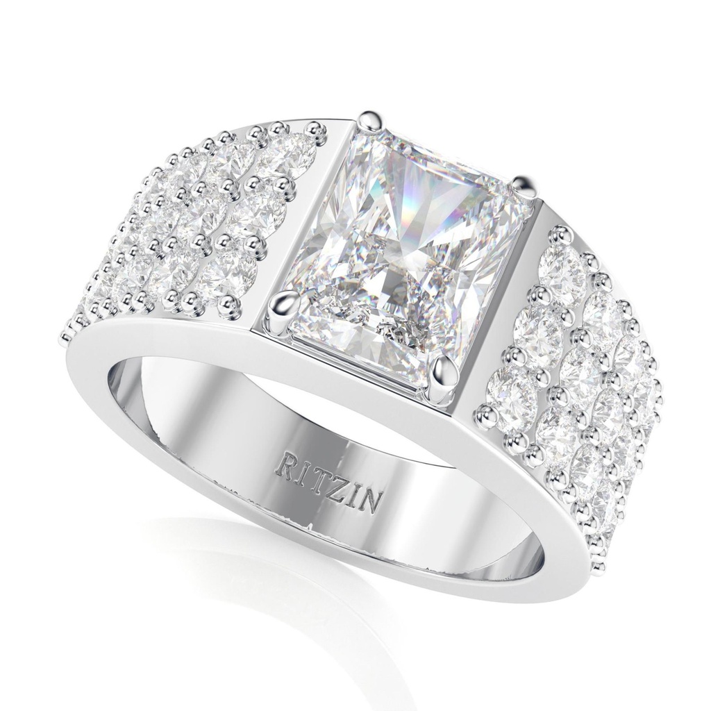 1.00 CT Radiant Cut Eco-Friendly Diamond Men's Ring With Accents Set