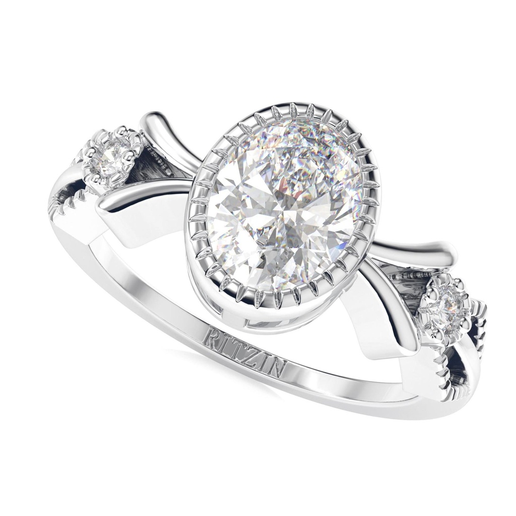 1.00CT Oval Diamond 3 stone Engagement Ring for Her