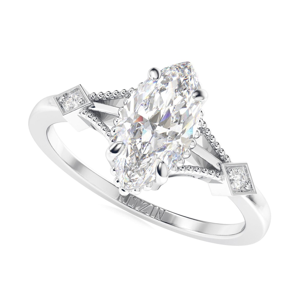 1.50CT Marquise cut  engagement ring Vintage White gold  ring women Unique diamond ring wedding Bridal promise Anniversary gift