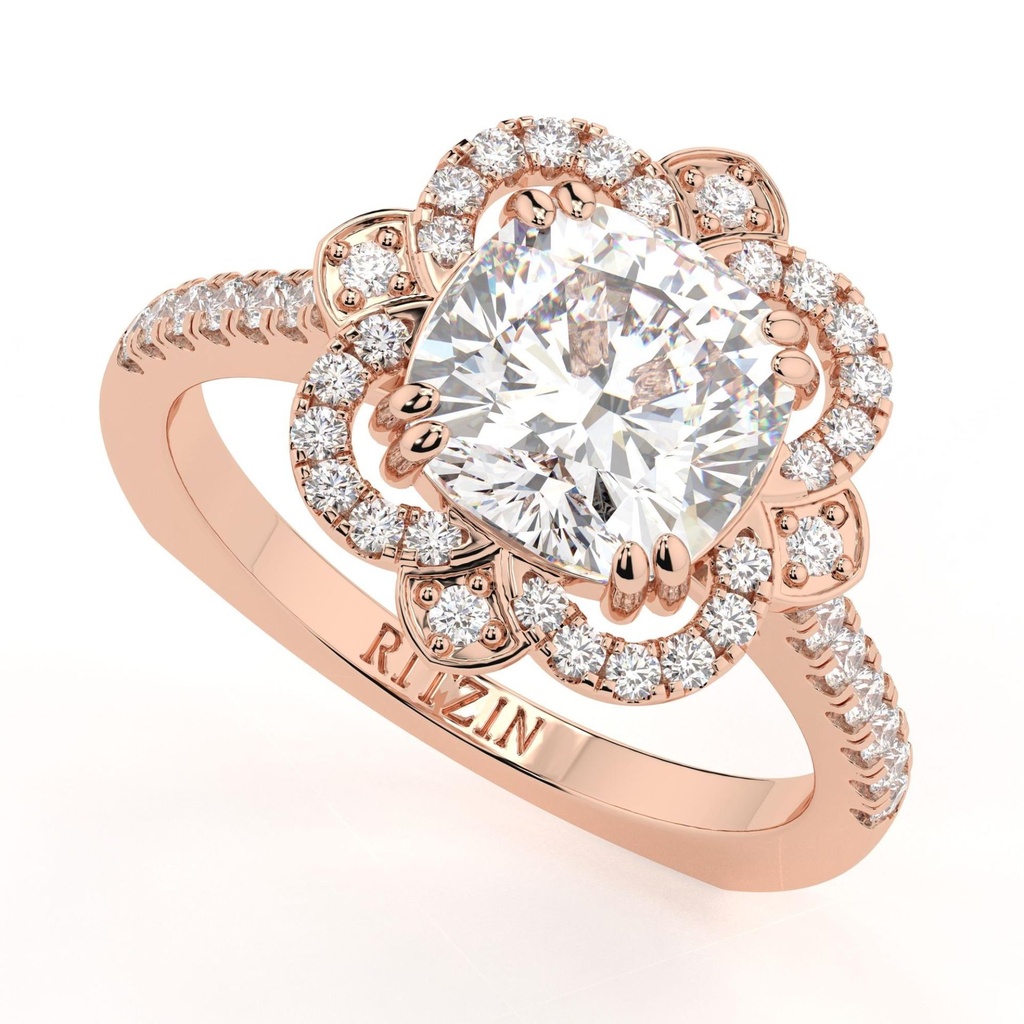 2.00CTVintage Style Art Deco Halo Designer Engagement Ring,  Cushion Cut Anniversary Ring, Cathedral Set Wedding Ring