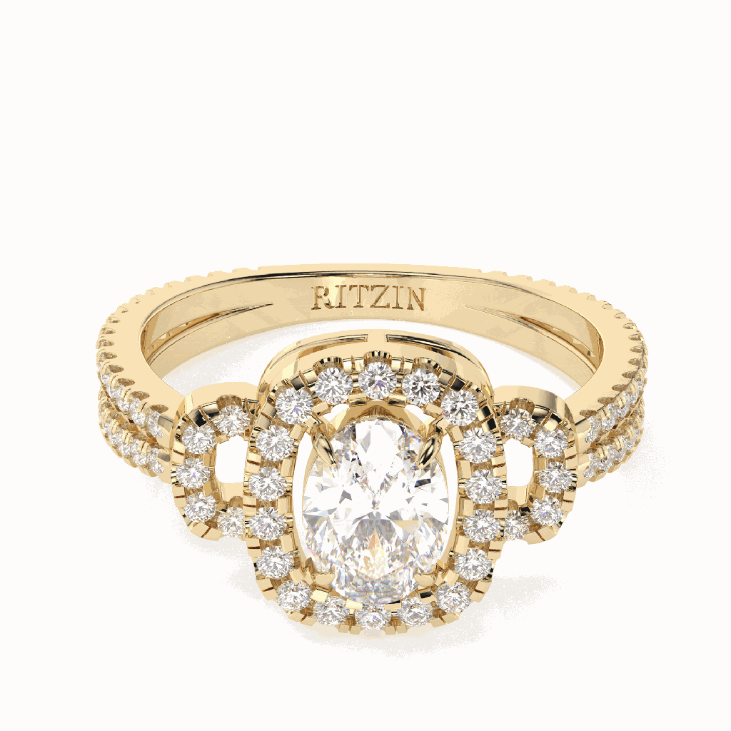 1.50CT Oval Diamond Halo Style Unique Engagement Ring for Women