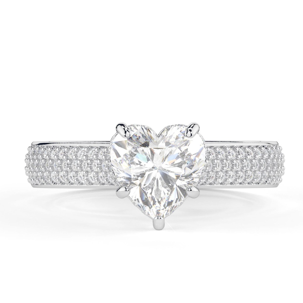 1.00CT Heart Shape Lab Grown Diamond Engagement Ring  Diamond Hidden Halo/Pave Wedding Ring Heart Diamond Ring 