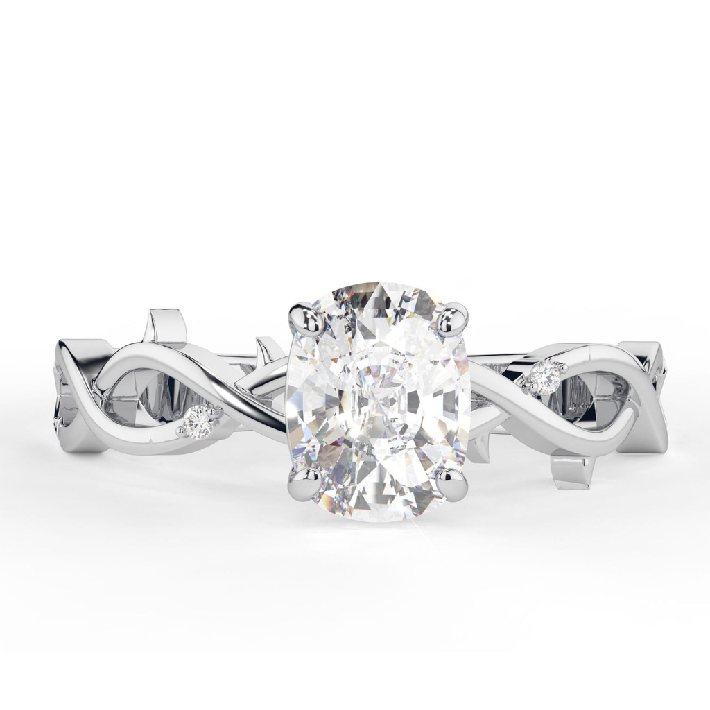  1.00CT Elongated Cushion Cut Colorless Engagement Ring, Twisted Band, Wedding Ring, Anniversary Gift, Handmade Ring for Women, Claw Prongs