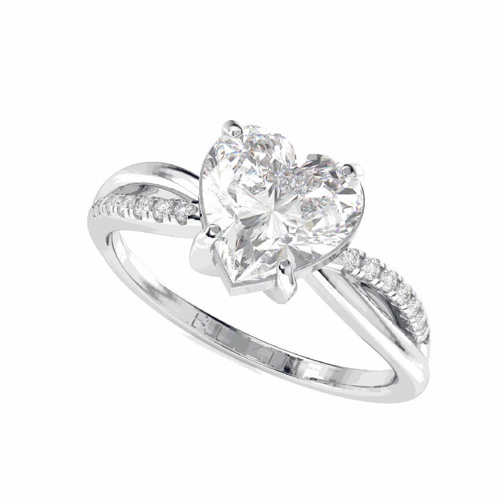 1.00CTHeart Diamond Twisted Engagement Ring for Women
