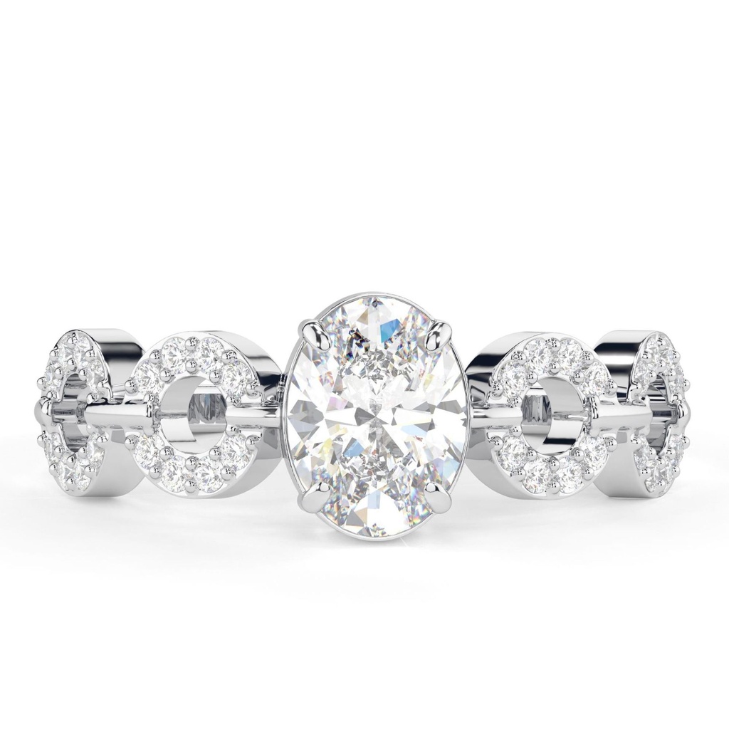 1.00CT Oval Cut Diamond Unique Style Engagement Ring for Women