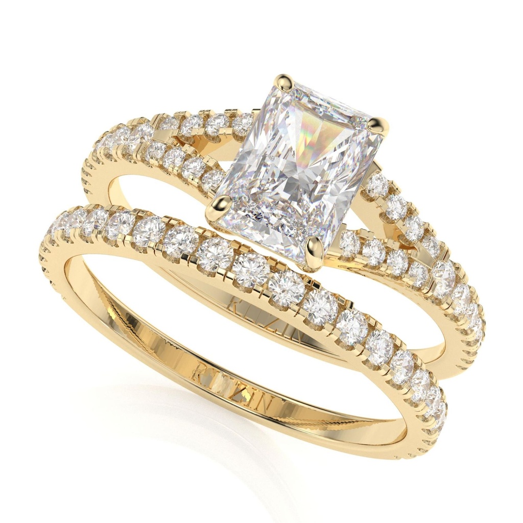1.50CTRadiant Diamond Split Shank Bridal Set For Women