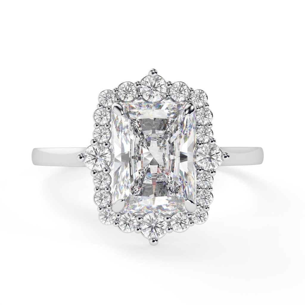 1.00CTRadiant Cut Diamond Halo Style Engagement Ring For Her