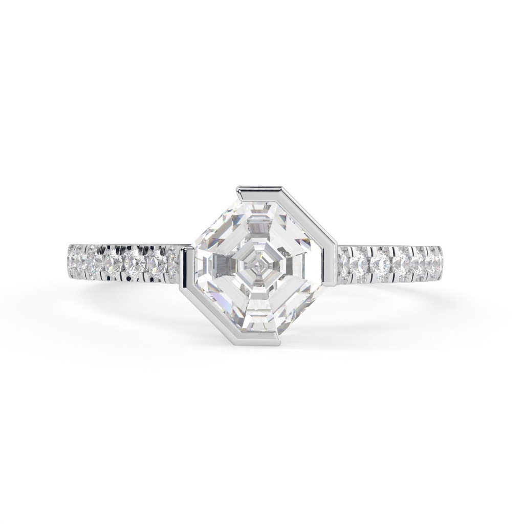 1.00CTAsscher Diamond Compass Shape   Engagement Ring For Women