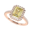 Yellow Emerald Cut Diamond Halo With Accents Engagement Ring for Women