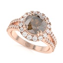Brown Round Cut Diamond Halo Style Unique Engagement Ring for Women 