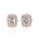 Radiant Cut Diamond Halo Style Stud Earrings For Women