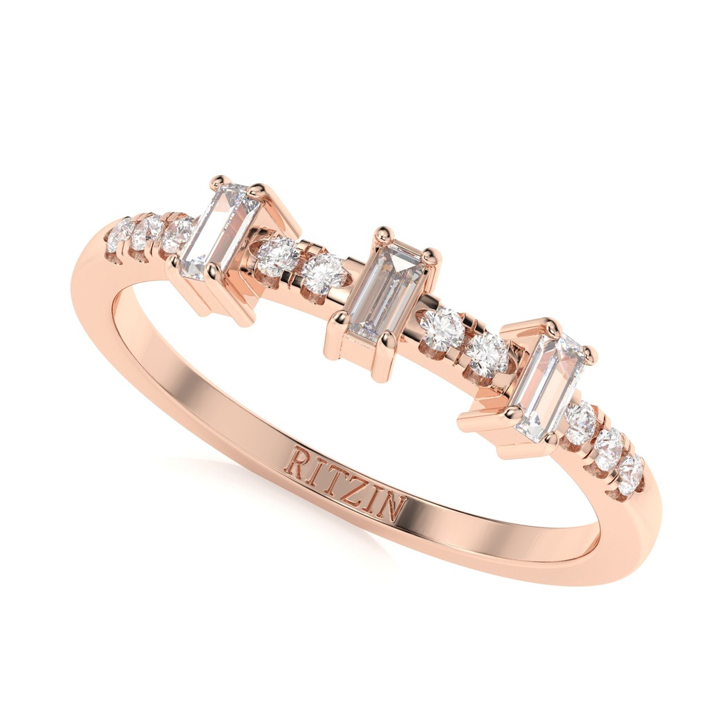 Round And Baguette Cut Diamond Eternity Wedding Band For Women