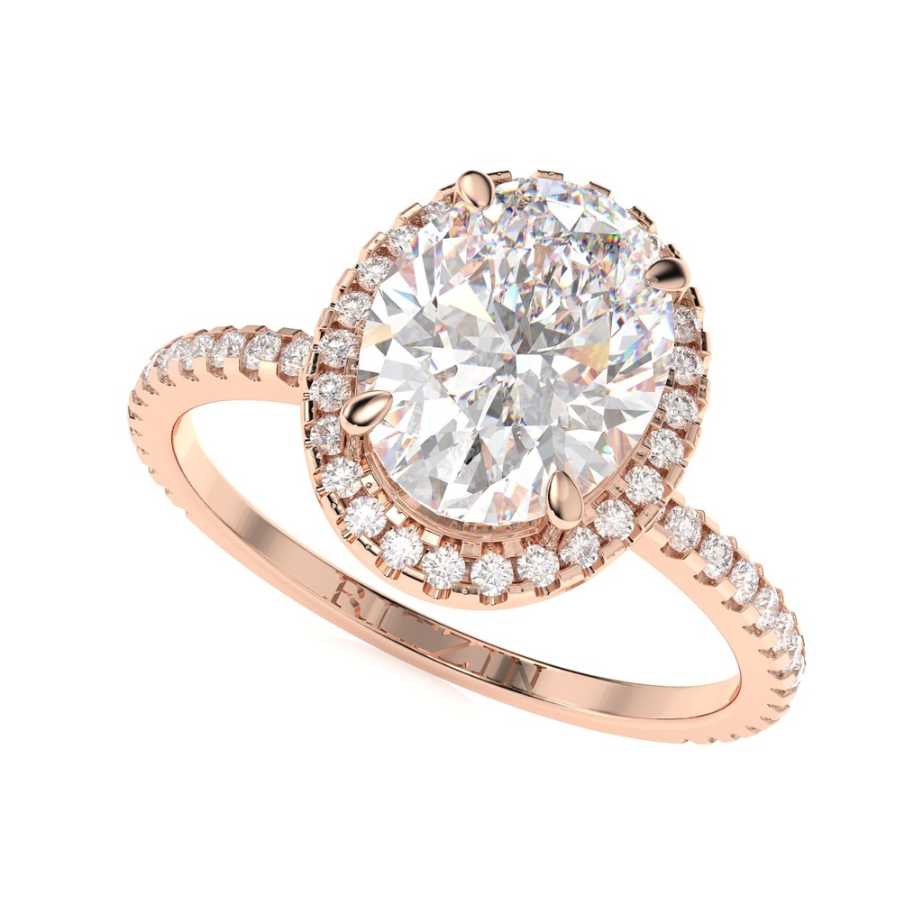 Oval Cut Diamond Halo With Accents Engagement Ring for women